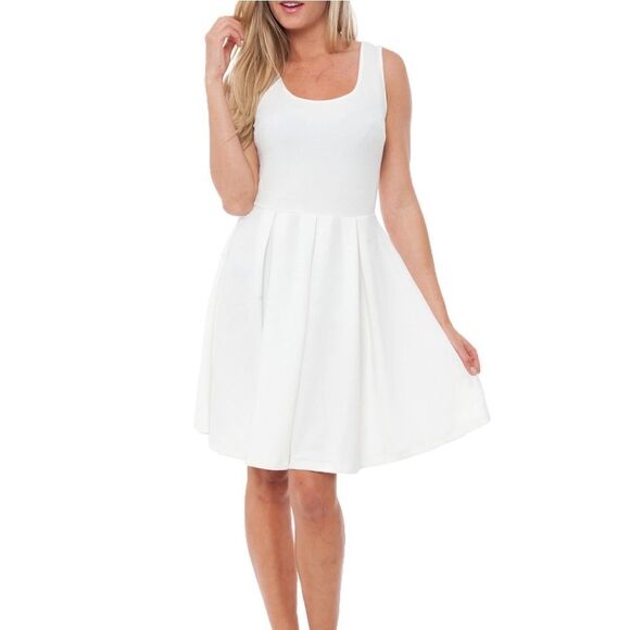 Apt 9 Women's White Fit and Flare Mini Dress - Picture 1 of 10